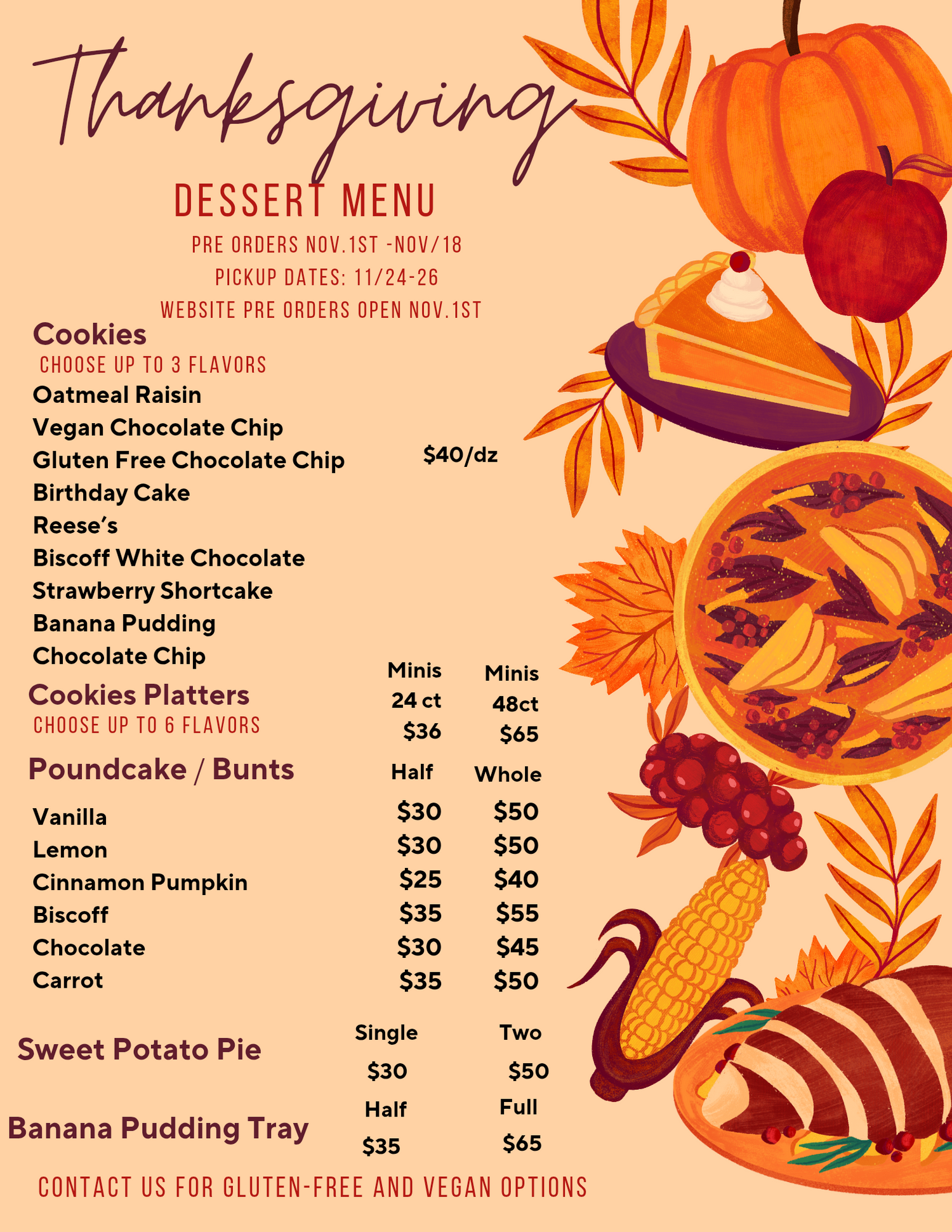 Thanksgiving Pre -Orders